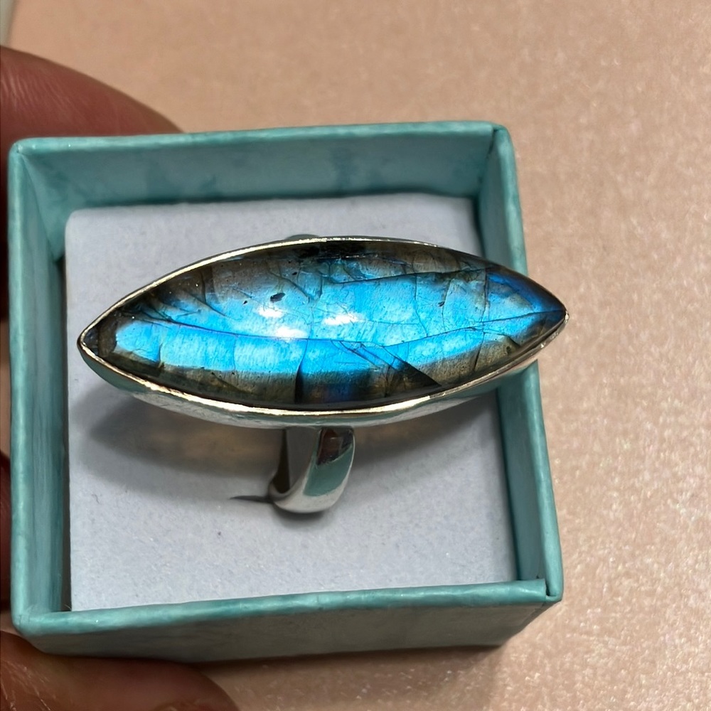 Labradorite Sterling Silver Adjustable Ring - image 1